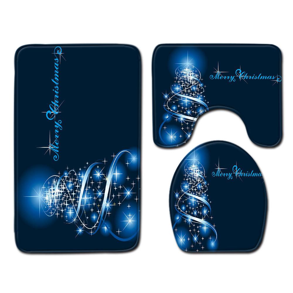 Christmas Bathroom Floor Mat Toilet Three-Piece Set