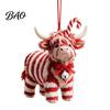 Lightweight Gifts for Friends Family Highland Yak Ornament Christmas Tree Hanging Decor, Cute 2D Flat Kids Room Decorations Acrylic Pendant with Gold