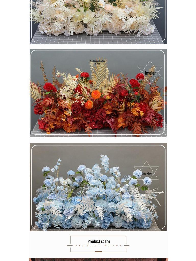 Large Wedding Aisle Runner with Silk Eucalyptus Flowers