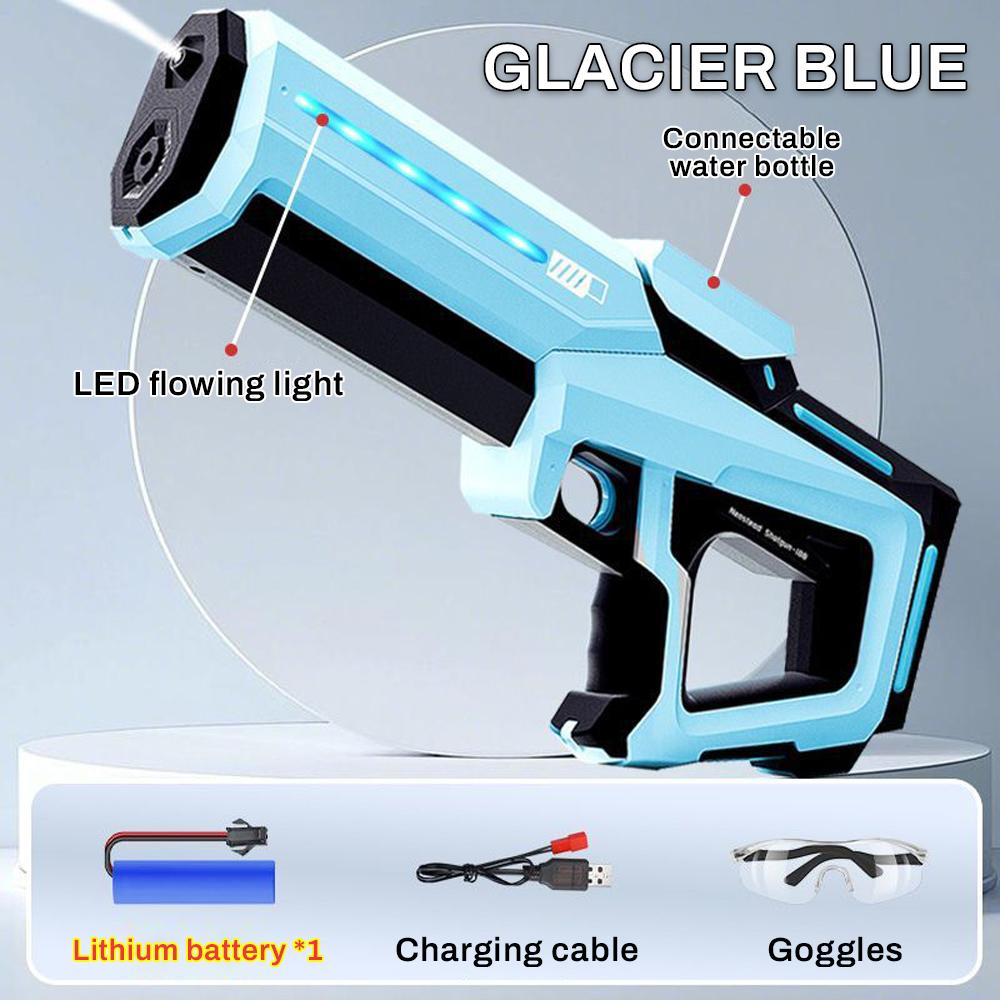 Electric Water Gun Powerful Squirt Automatic Water Suction Gun with LED Flow Light&Goggle Children Outdoor Beach Spray Gun Toys