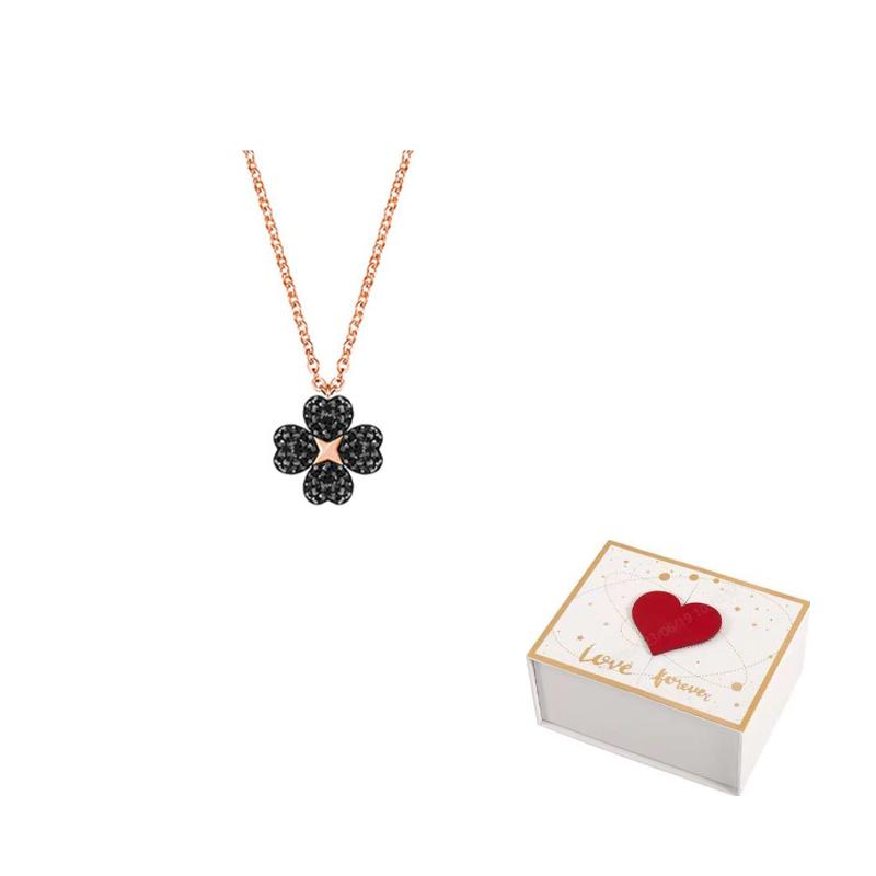 Swarovski Necklaces Womens Black F-white gift box чёрный