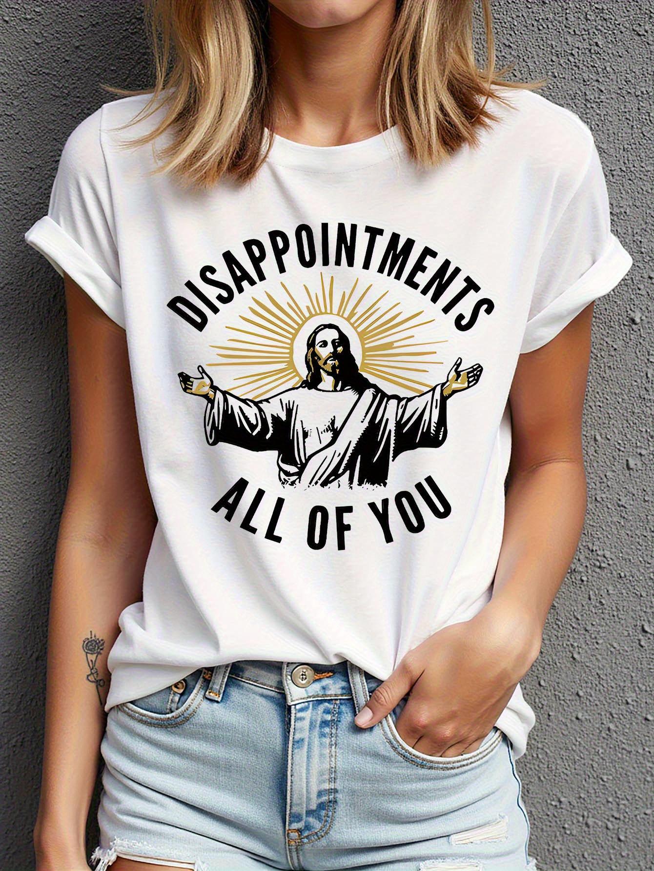 

European sizes Crew Neck T-Shirt with aphic Print | Humorous Graphic Tee, Short Sleeve Spring/Summer Top, White with Black Text & Sunburst Design 4XL