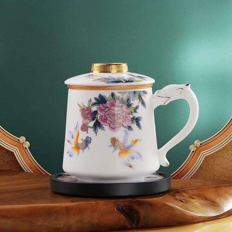 Chaxun Mutton-Fat Jade Porcelain Tea Infuser Mug
