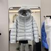 Autumn and winter new light and thin hooded down jacket women's short slim white duck down jacket fashionable and versatile