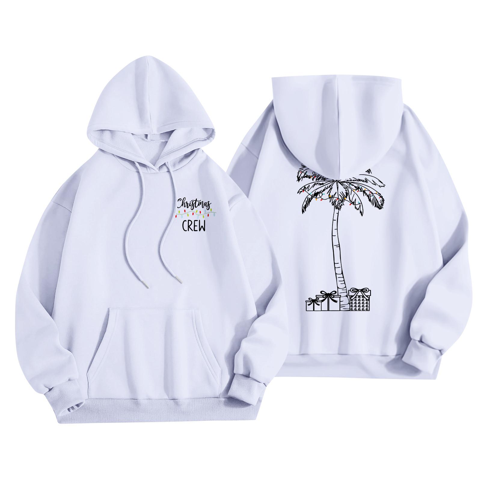 

Женская мода, легкий женский свитер с длинными рукавами и карманами, рождественская толстовка с капюшоном XL белый