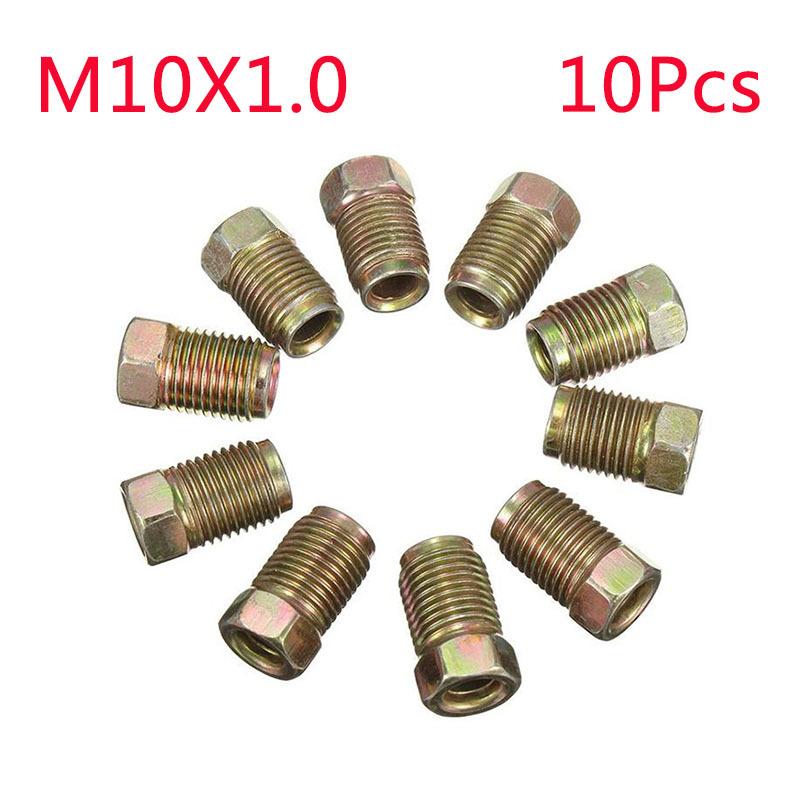 10Pcs M10 Brake Pipe M10x1.0 Threads Car Brake Line Fittings 17 X 10mm For 3/16" Steel Brake Line Tubing For Car SUV Motorcycles