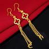 High-Grade Luxury Earwire Four-Leaf Clover Earrings Female Tassel Ear Hooks Long Wedding Jewellery