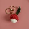 Cute Fruit Series Crochet Keychain Handmaking Knitted Strawberry Keyrings Cute Cherry Keyrings For Bag Pendant Custom Accessory