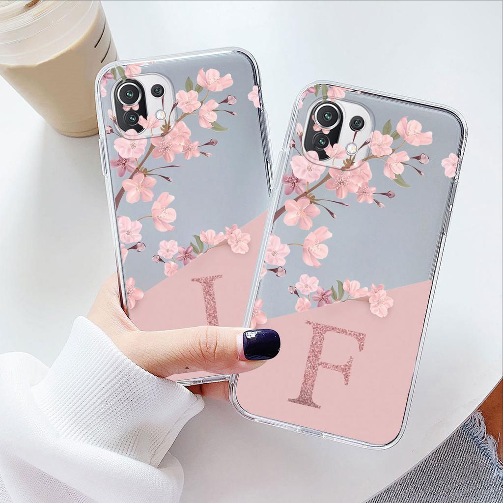 Flowers Letter Case For Xiaomi Mi 11 Lite Mi11 Lite NE Clear tpu Silicone Covers For Xiaomi 15T 14T 13T 12T 11T 10T Pro Alphabet