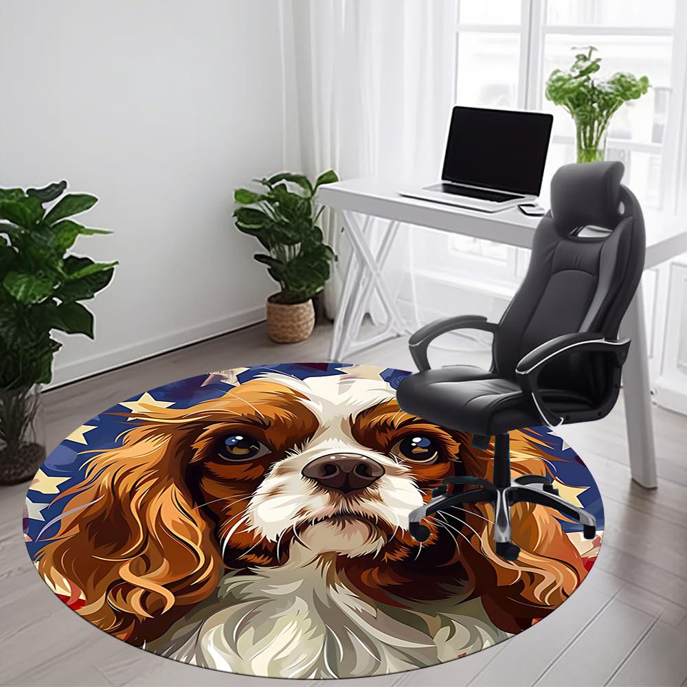 1PC Dog Stars Office Round Area Rug, Mat Suitable For Office, Under Office Chairs Bedroom Living Room Home Decor, Room Deco