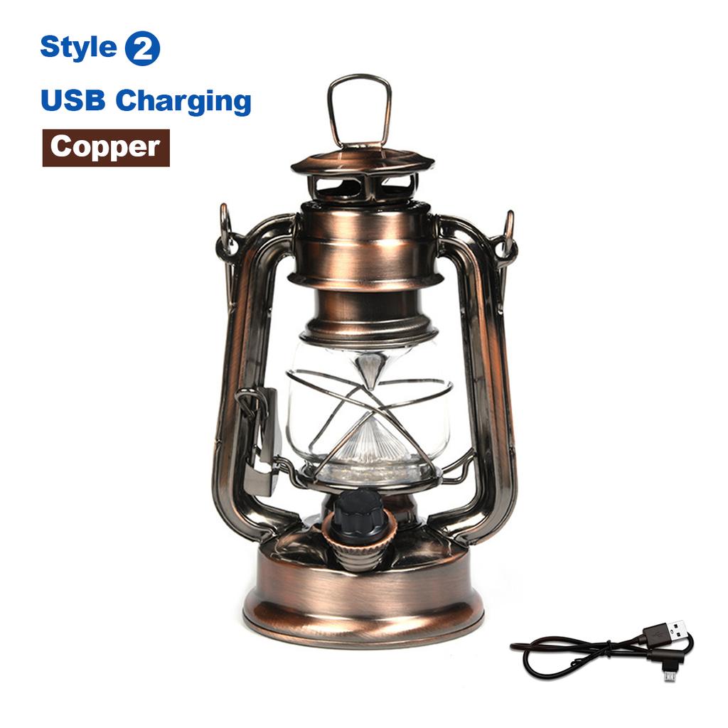 LED Solar Vintage Lantern Outdoor Hanging Metal Antique USB Charging Solar Light for Garden Yard Decor Or Camping Hiking