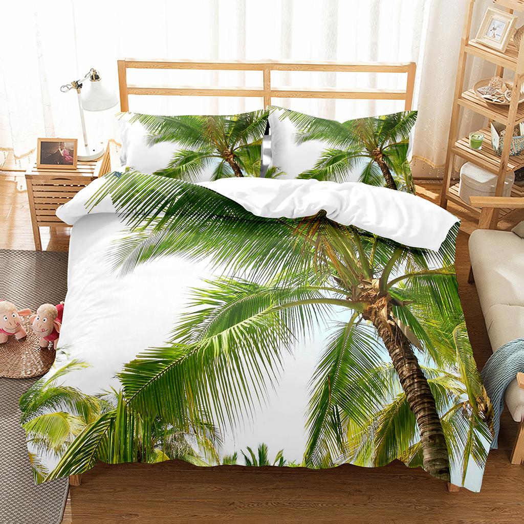 Coconut Duvet Cover Set Coconut Tree Pattern Quilt Cover for Boys Girls Kids Bedroom Decor Double Single Size Comforter Cover