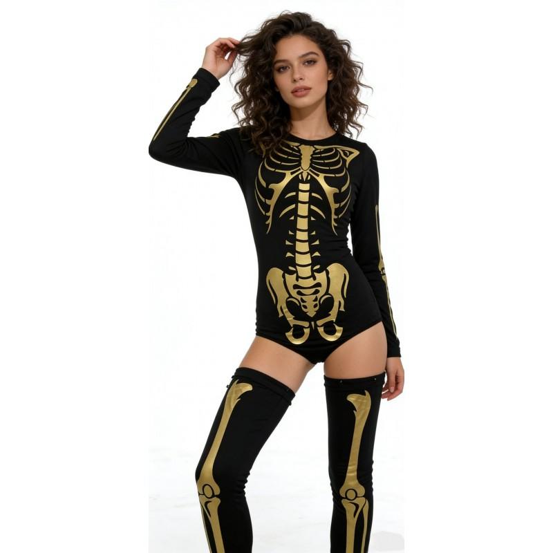 Halloween Skeleton Bodysuit Women Cosplay Party Costume SexySexySexySexy Carnival