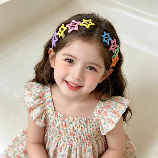 10Pcs Girl Hairpins Macaron Color Star Bone Heart Shape No Sharp Edges Secure Hold Hair Pins with Storage Box