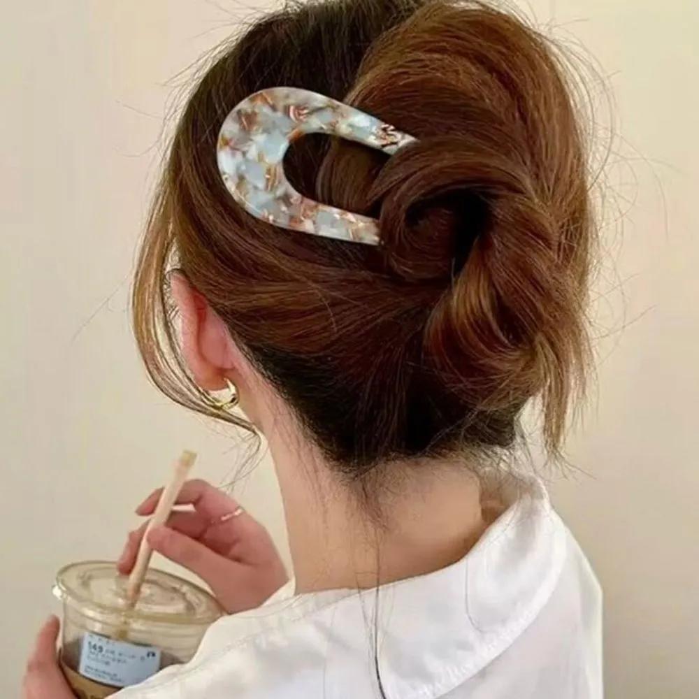 High-end U-shaped mother-of-pearl hairpin for women s updos, hairpin, bobby pin cream