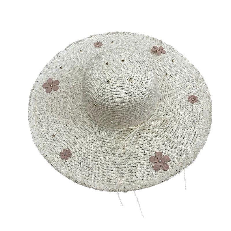 Flower Straw Hat Women'S Summer Seaside Beach Vacation Big Brim Sunshade Sunscreen Hat Supply Sun Hat