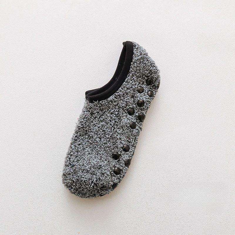 

1 пара зимних женских теплых домашних носков для пола, нескользящие однотонные короткие носки-лодочки темно-серого