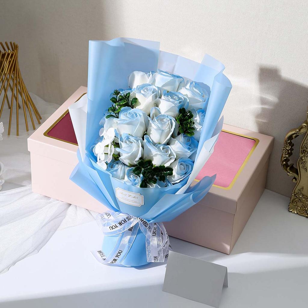 Künstliche Seifenblumen Rosenstrauß Geschenktüten Valentinstag Geburtstagsgeschenk Hochzeit Heimdeko 18 Rosen Seifenstrauß Geschenkbox