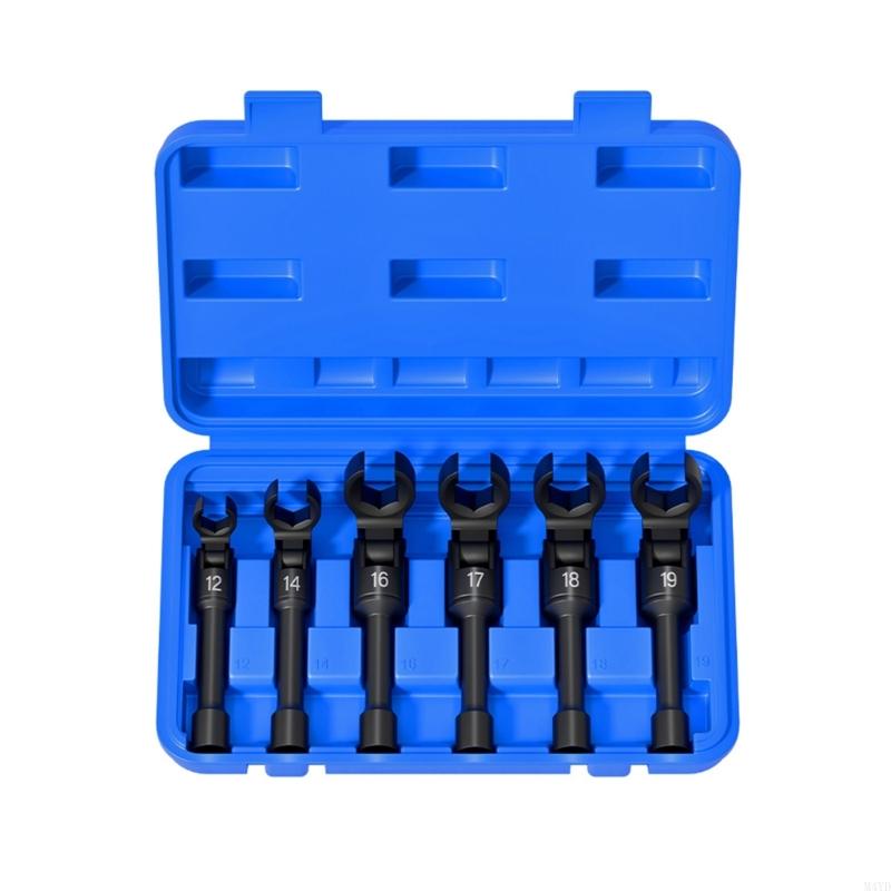 6Pcs Fuels Line Socket Wrench Fuels Pipe Socket Wrench For Injectors Removal With Flexible Head and Steel Construction M4YD