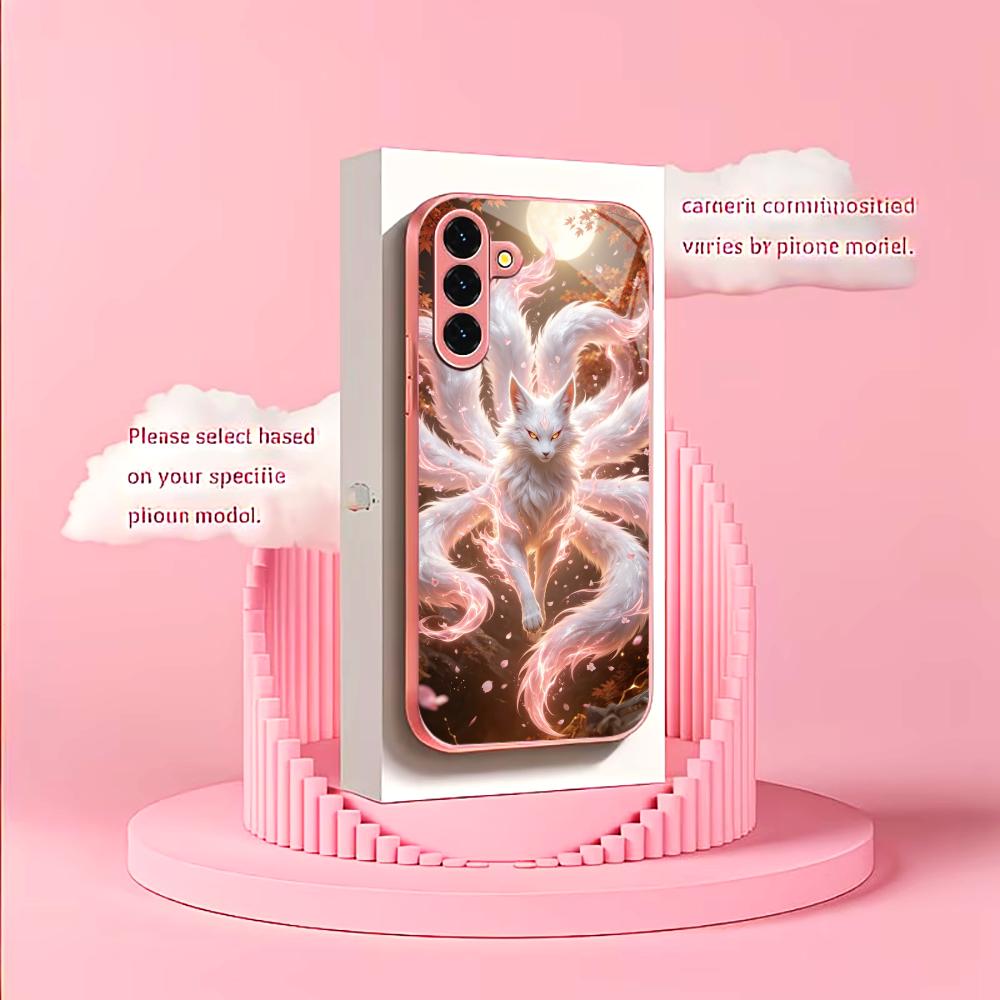 High Gloss Fantasy Fox Phone Case S26 Ultra Case Glass Mobile Phones for Samsung Galaxy S26 S25 S24 S23 S22 FE Ultra Plus