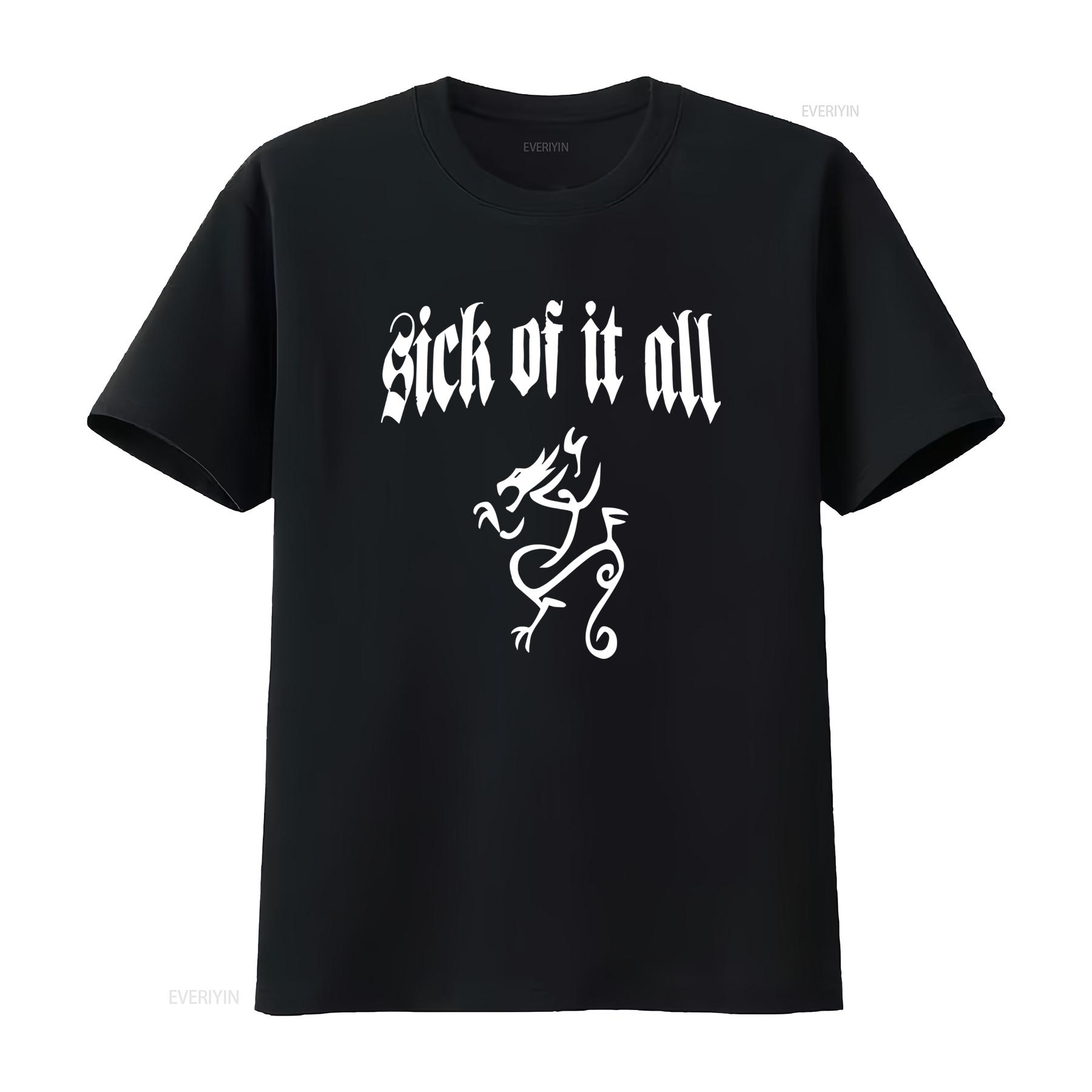 

SICK OF IT ALL Dragon T SHIRT Sizes S 4XL Black White Streetwear Punk Rock Style vintage Washed designer clothes Unisex 4XL
