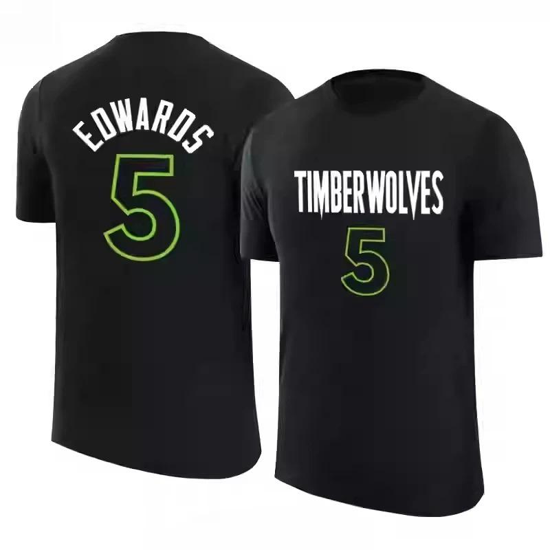 

2026 Новая футболка Timberwolves Edwards №. 5 Футболки с графическим принтом Мужские и женские футболки с коротким рукавом Streetwear 4XL
