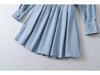 2025 Retro Sweet Spicy Striped Dress with Waistband and Pleated Skirt