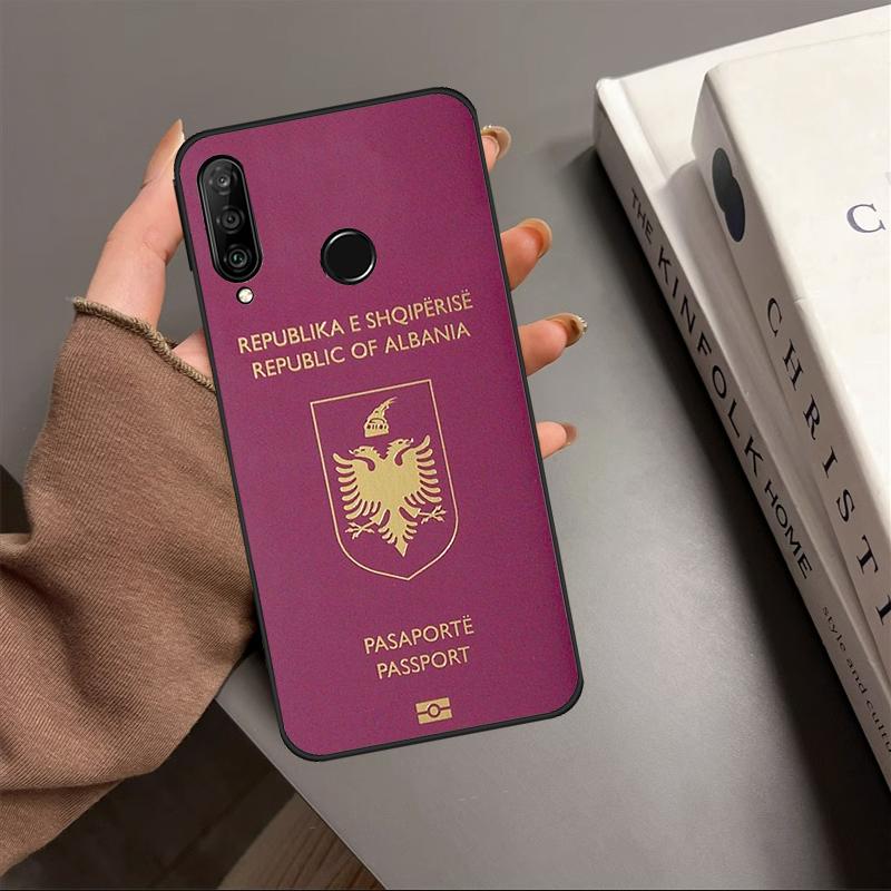 Albania Passport For Huawei Nova 10 9 SE Y91 Y61 Y90 Y70 Y60 Y72 12s 12i 11i 7i 8i P60 Pro P30 P40 Lite Case