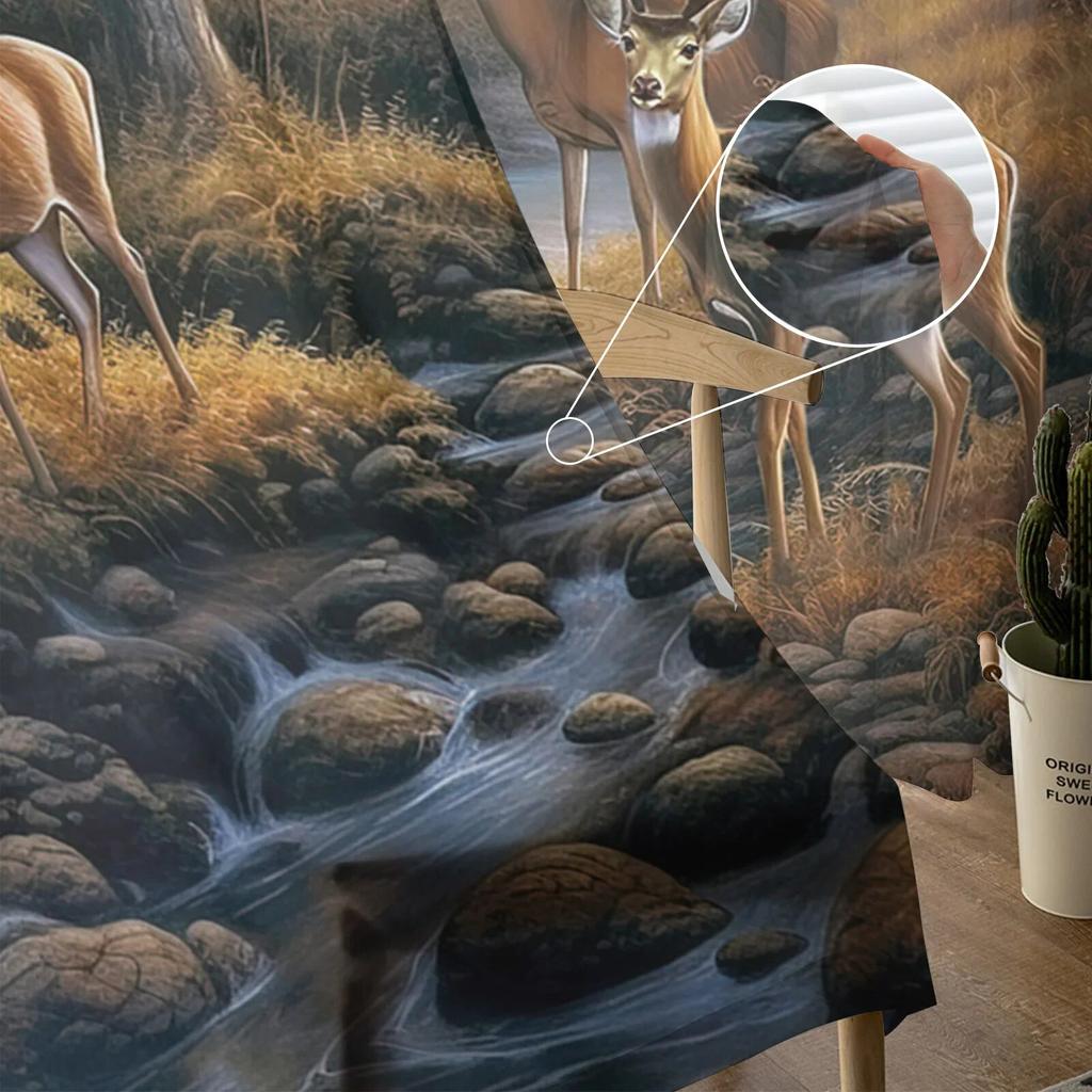 Forest Deer Creek Tulle Curtains For Living Room Sheer Curtain For Bedroom Window Blinds Voile Curtains