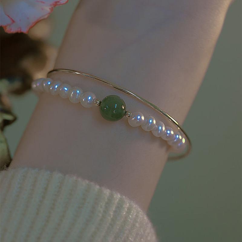 Antique Bracelet Women's Put Hetian Jade Bracelet Fu Chinese Pastoral Hanfu Pearl Bracelet Gift