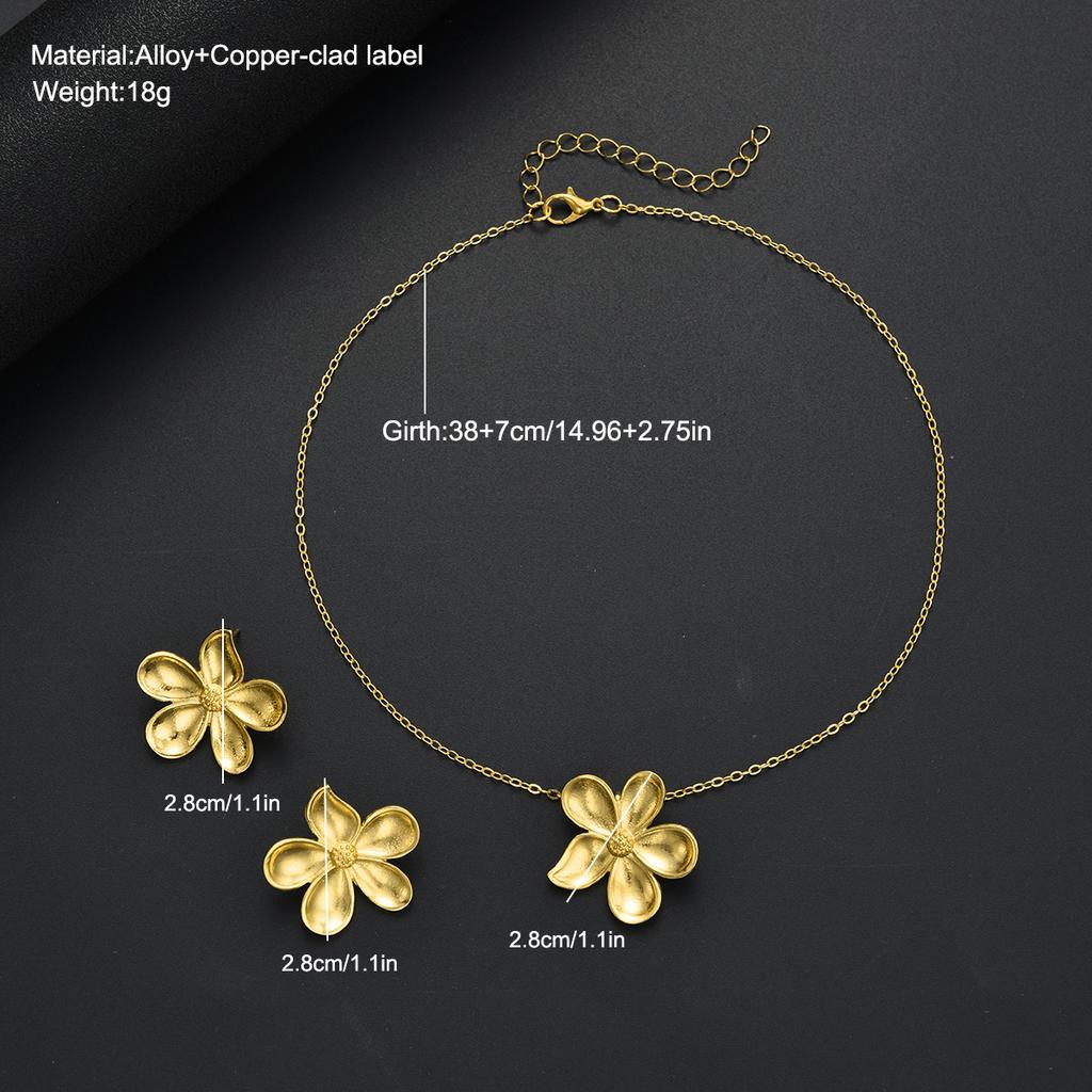 17KM  Fashion Flower Earrings And Necklace Set Jewelry Women Trendy Shiny Daily Party Accessory Decorative Gift Idea For Her Elegant