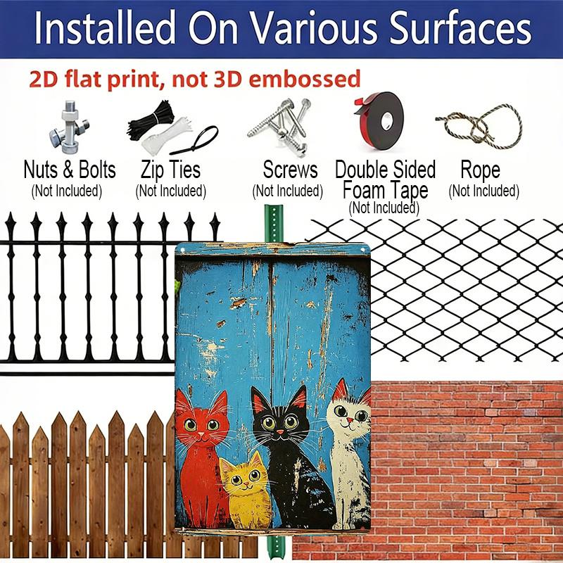 2D Flat, Vintage Metal Sign - Odd Cat Art Wall Sign, Rustic Home, Restaurant, Bar, Cafe, Garage Decor - Vintage Wrought Aluminum Wall Hanging, Odd