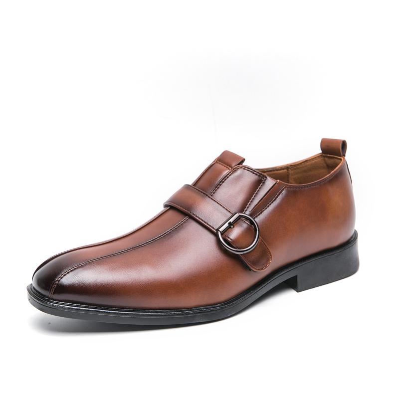 Retro Elegant Men's Dress Shoes Fashion Brown Pointed Toe Shoes Leather Casual Business Shoes for Men Zapatos De Vestir Hombre