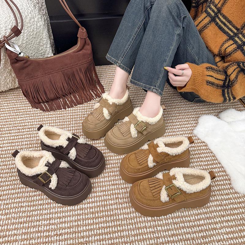 Women's Fashion Soft-Sole Winter Warm Fleece-Lined Snow Boots with Fleece Lining Short Boots with Fleece Lining Non-Slip Casual Sports Fuzzy Boots
