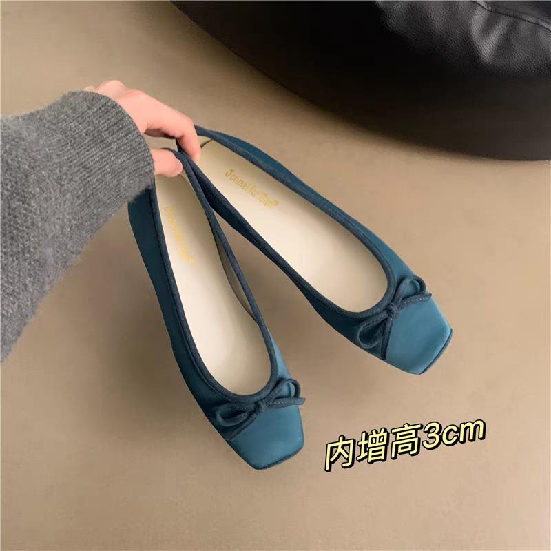 Fashion 2025Breathable Silk Ballerinas Ballet Flats Women Summer Autumn Slip On Loafers Square Toe Bowknot Flat Casual Shoes