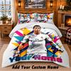 Cristiano Ronaldo Pattern Bedding 3Pcs Set Custom Name, Bed Sheet And Pillowcases For Home Bedroom