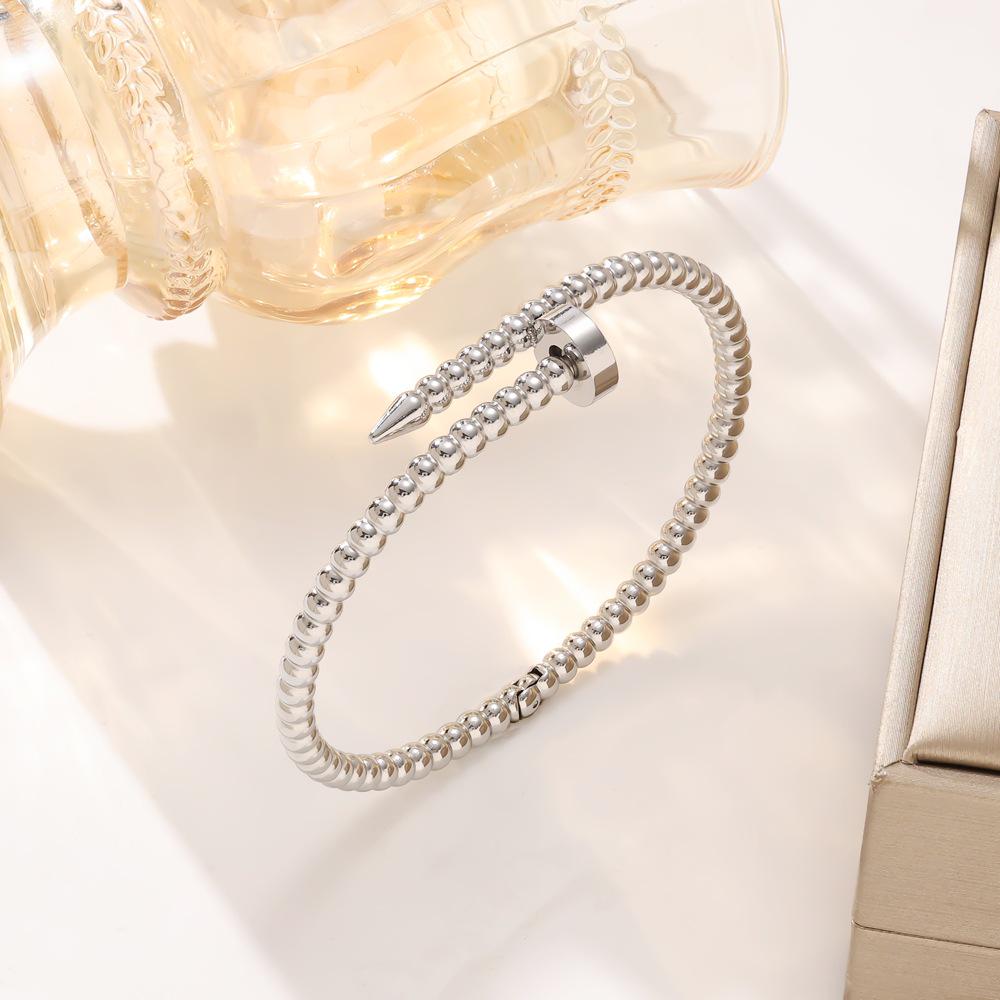 New Stylish Stainless Steel Vacuum-Plated Titanium Beaded Cross Bracelet