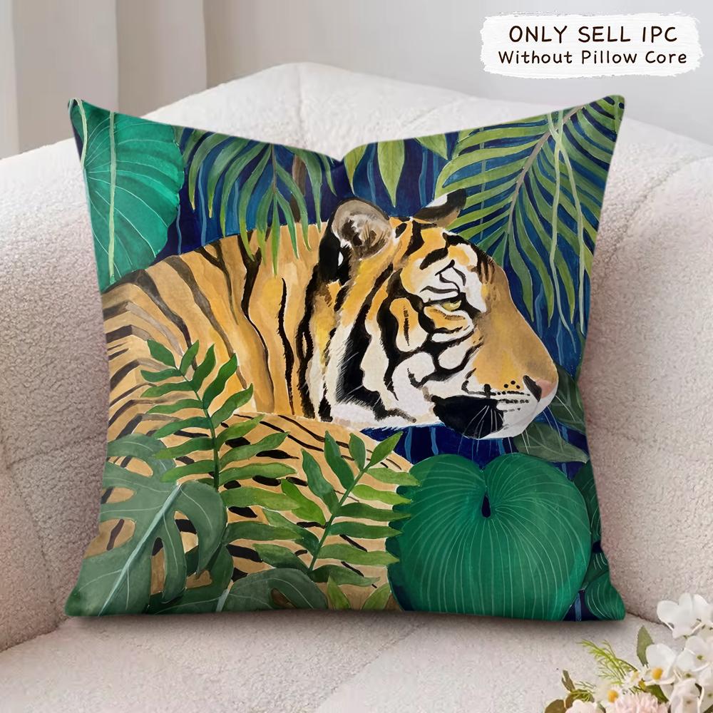 Cheetah Llama Leopard Jungle Cushion Cover Silky Short Plush Invisible Zipper Dustproof Sofa Pillow Case For Home Decor