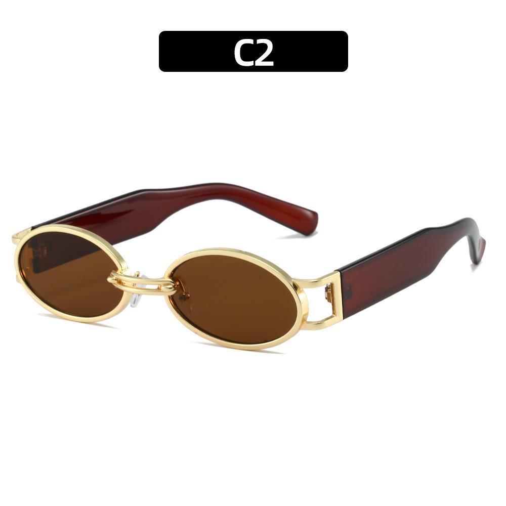 New Vintage Oval Sunglasses Woman Ins Small Retro Punk Sunglasses For Women Luxury Brand Designer UV400 Protection