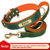 Personalized Dog Collar Leash PU Leather Dogs Collars Pet Rope Engraved Pet ID Name Necklace for Small Large Dogs Soft Padded