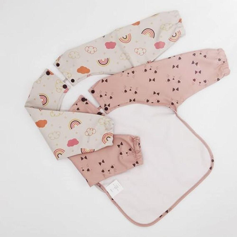 Full Sleeve Bib Outfit Machine Washable Full Coverage Apron Soft Mess Proof Baby Bib  Eating