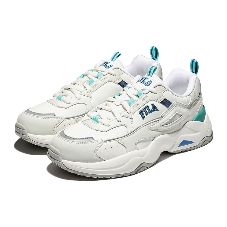 FILA Rayflide Textile, Synthetic Leather Low top Casual Shoes Unisex White Blue Green Korean Style 1RM02120E_143