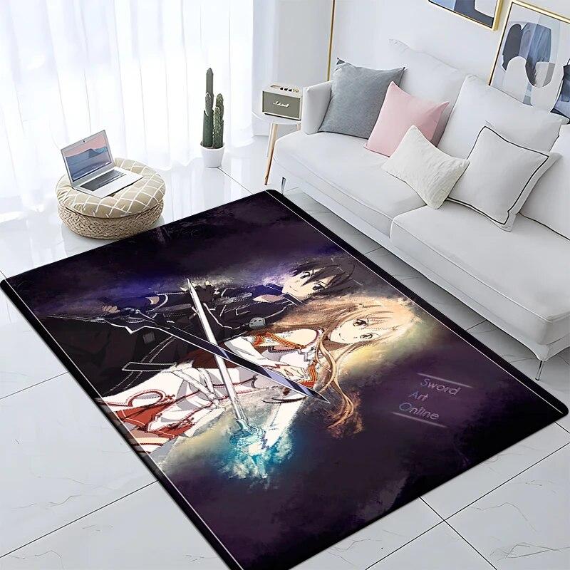 Hot Anime SAO Sword Art Online Modern House Living Room Floor Matte Bedroom Carpet Poster Mat Pattern Decorative Square Rug Gift