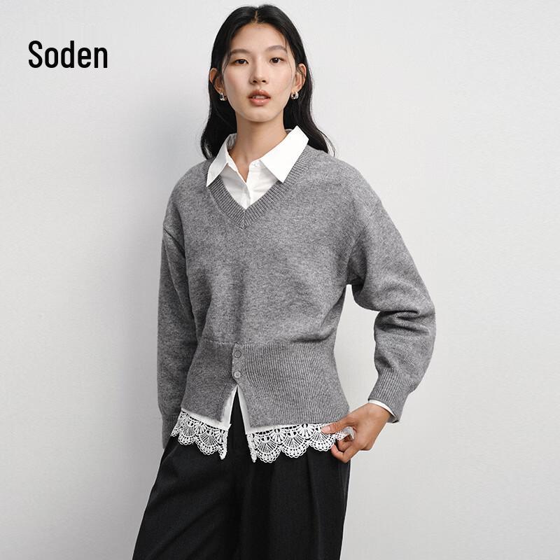 WHIteALLUSION Designer V-Neck Knit Sweater M