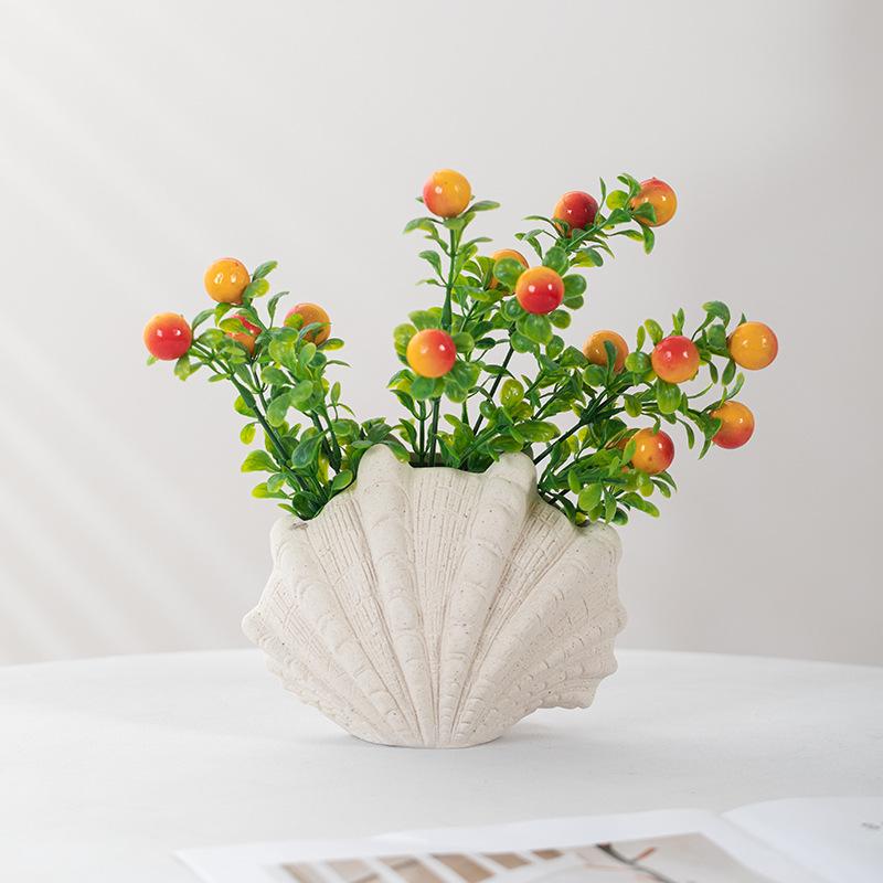 Cream Style Shell Simple Shell Vase Design Flower Pot Flower Arrangement Creative Desktop Decoration Home DecorationCeramic Vase