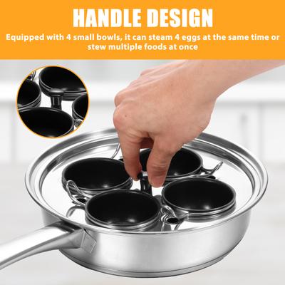 Stainless Steel Egg Poacher Nonstick Egg Boiling Heating Mold Pan Kitchen Cooking Steaming Gadgets Tools Cookware Pudding Cooker
