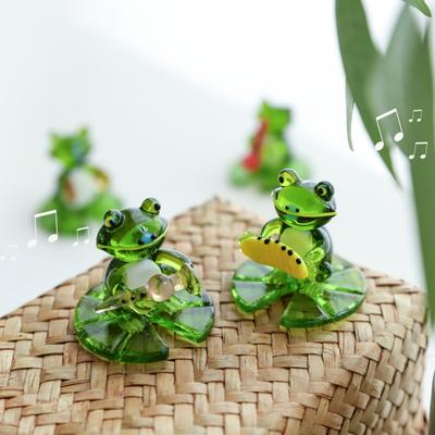 Miniatur Glasfrosch Figuren Mini Tiere Haushalt Dekor Statue Schreibtisch Fee Garten Ornament Haus Zubehör Neu