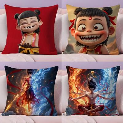 Chinese Anim Nezha Pillow Case Pillowcase Ultra Soft Skin Friendly Fabric Cloud Like Comfort & Concealed Zipper