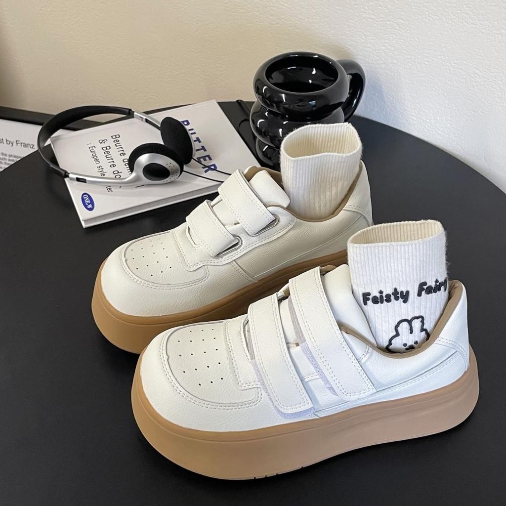 2025 new autumn platform Maillard versatile little white shoes women's Velcro ins style niche high-value board shoes