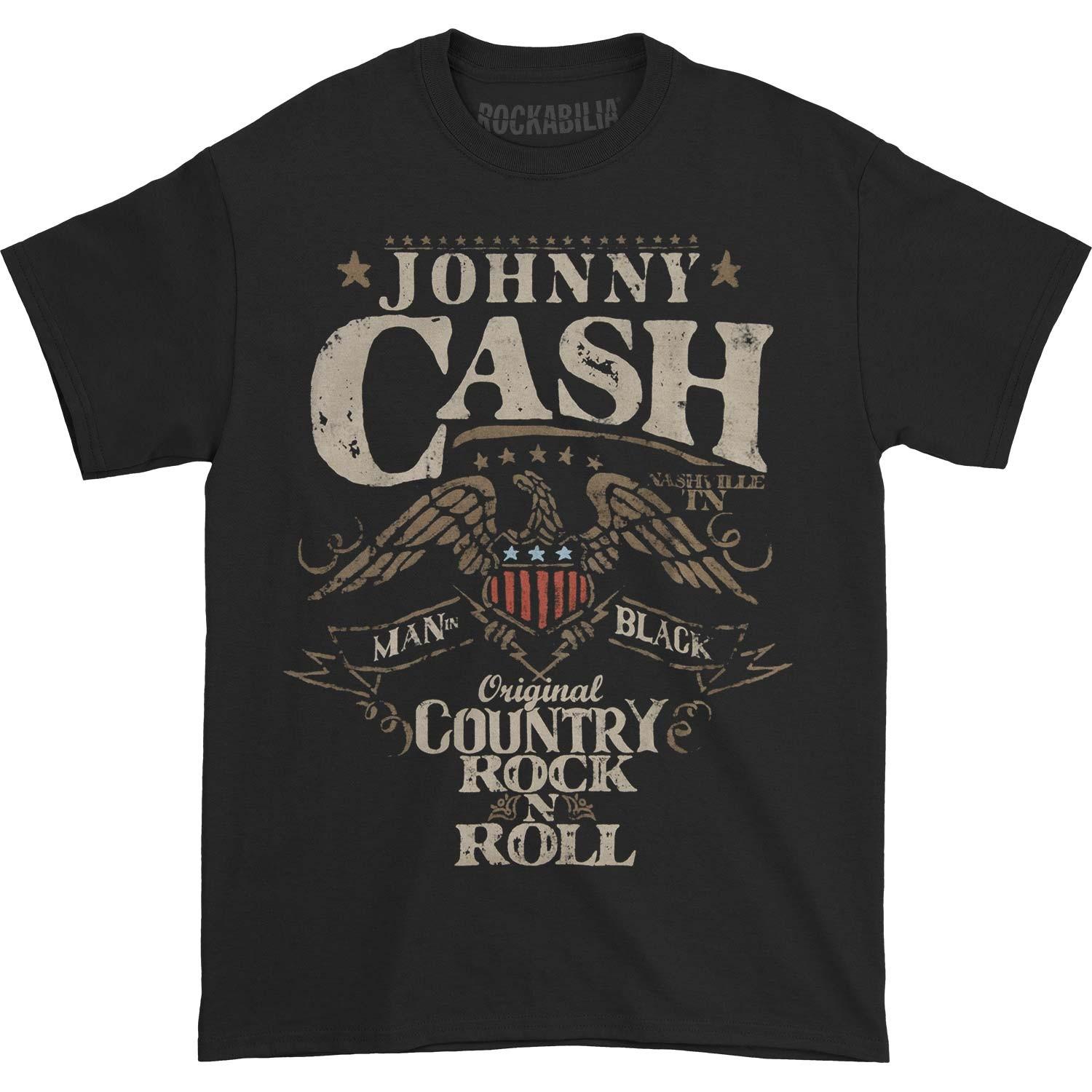 Men s Johnny Cash Country Rock n Roll T-shirt Small Black 3XL